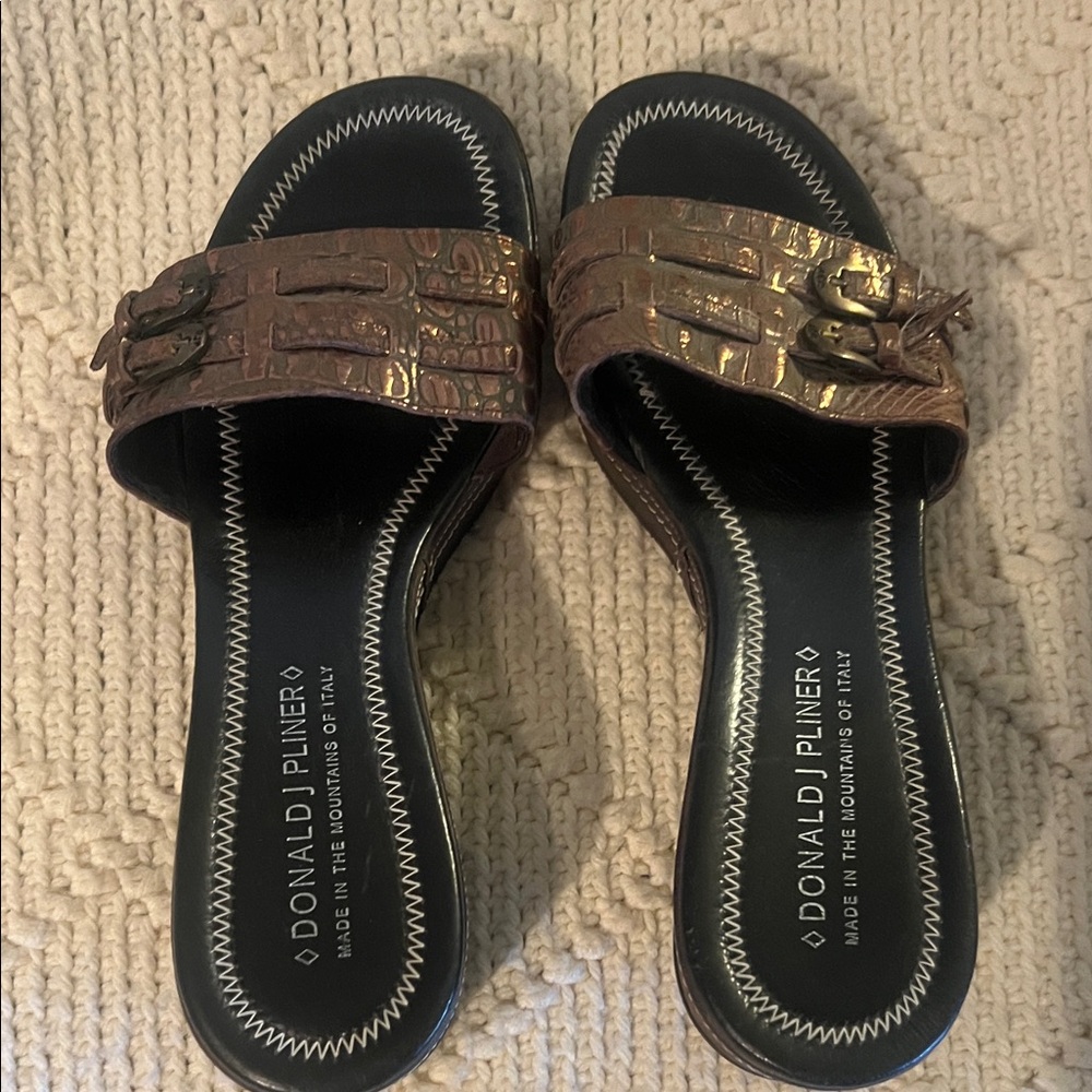 Donald J. Pliner Women's Bronze Slide Sandals